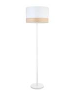 TAMBURA White Cloth Shade With Blonde Wood Trim Large Floor Lamp - TAMBURA11TL
