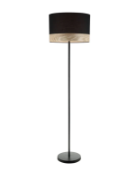 TAMBURA Black Cloth Shade With Blonde Wood Trim Large Floor Lamp - TAMBURA12TL