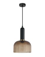VINTAJ Interior Dome Ribbed Glass Pendant Lights 6 Colours to Choose from CLA Lighting-Amber