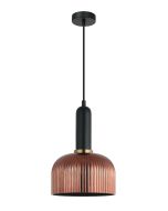 VINTAJ Interior Dome Ribbed Glass Pendant Lights 6 Colours to Choose from CLA Lighting-Copper