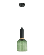 VINTAJ Green Ellipse Shape Ribbed Glass Pendant Lights VINTAJ8